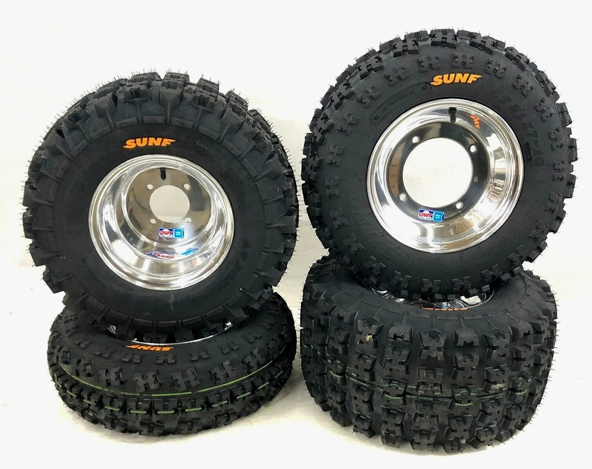Set of 2 DWT Polished Rims Wheels for Kawasaki KFX450R KFX400 (2004–2014)