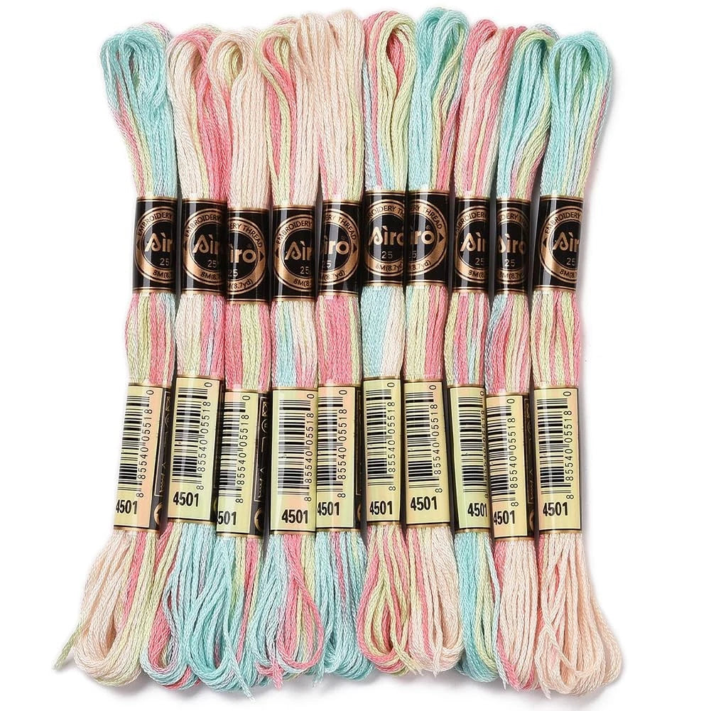 10 Skeins Embroidery Floss Bulk Variegated Mixed Color for Crafting