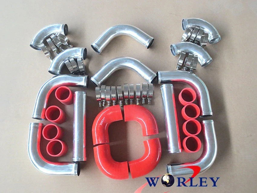2.25" Red Aluminum Universal Intercooler Turbo Piping for Cars