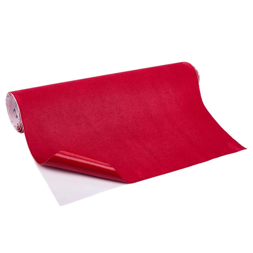 Red Suede Fabric Wrap Self Adhesive Film for Car Interior (11.8in x 59in)