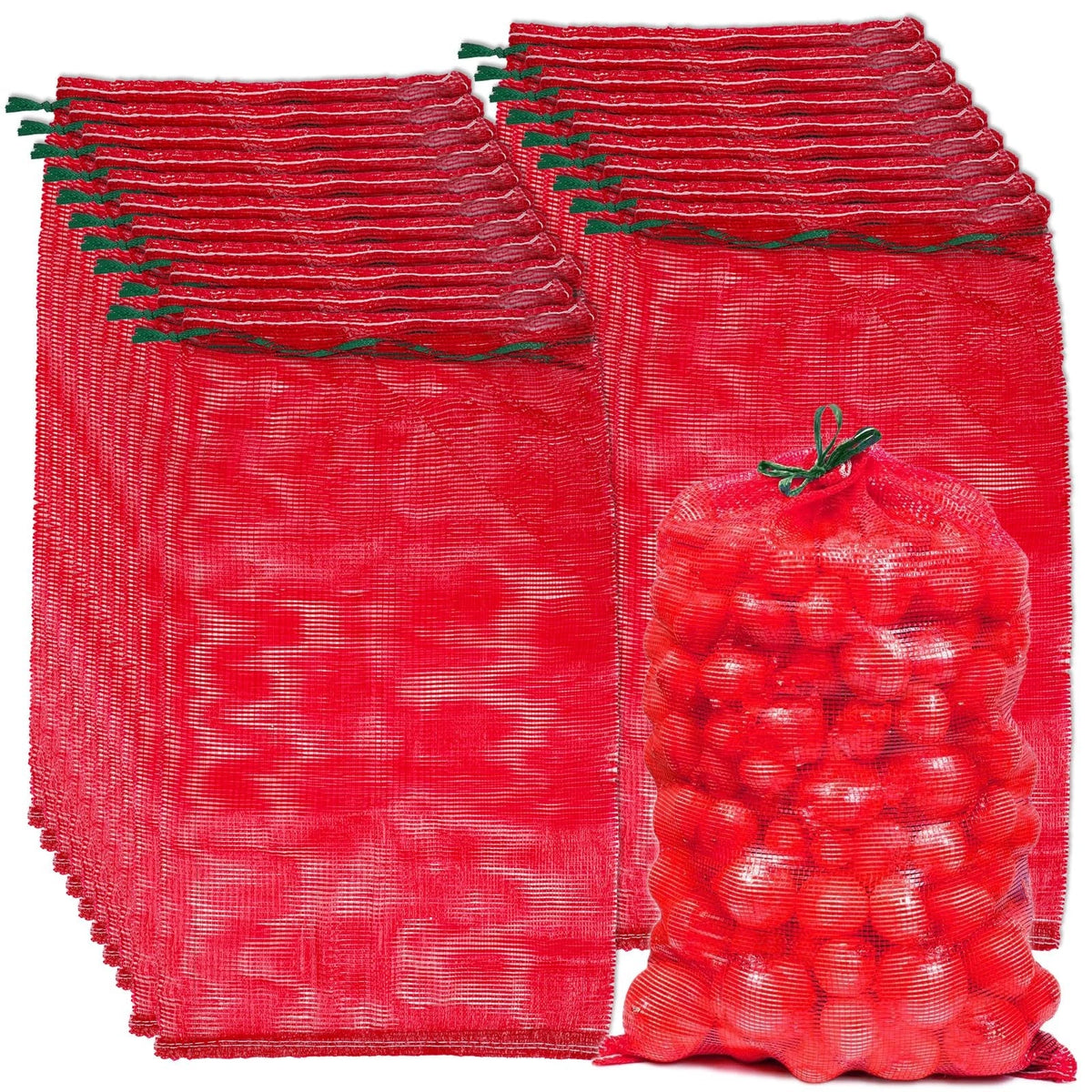 50 Pack Extra Large Mesh Produce Bags 21” x 32” Red