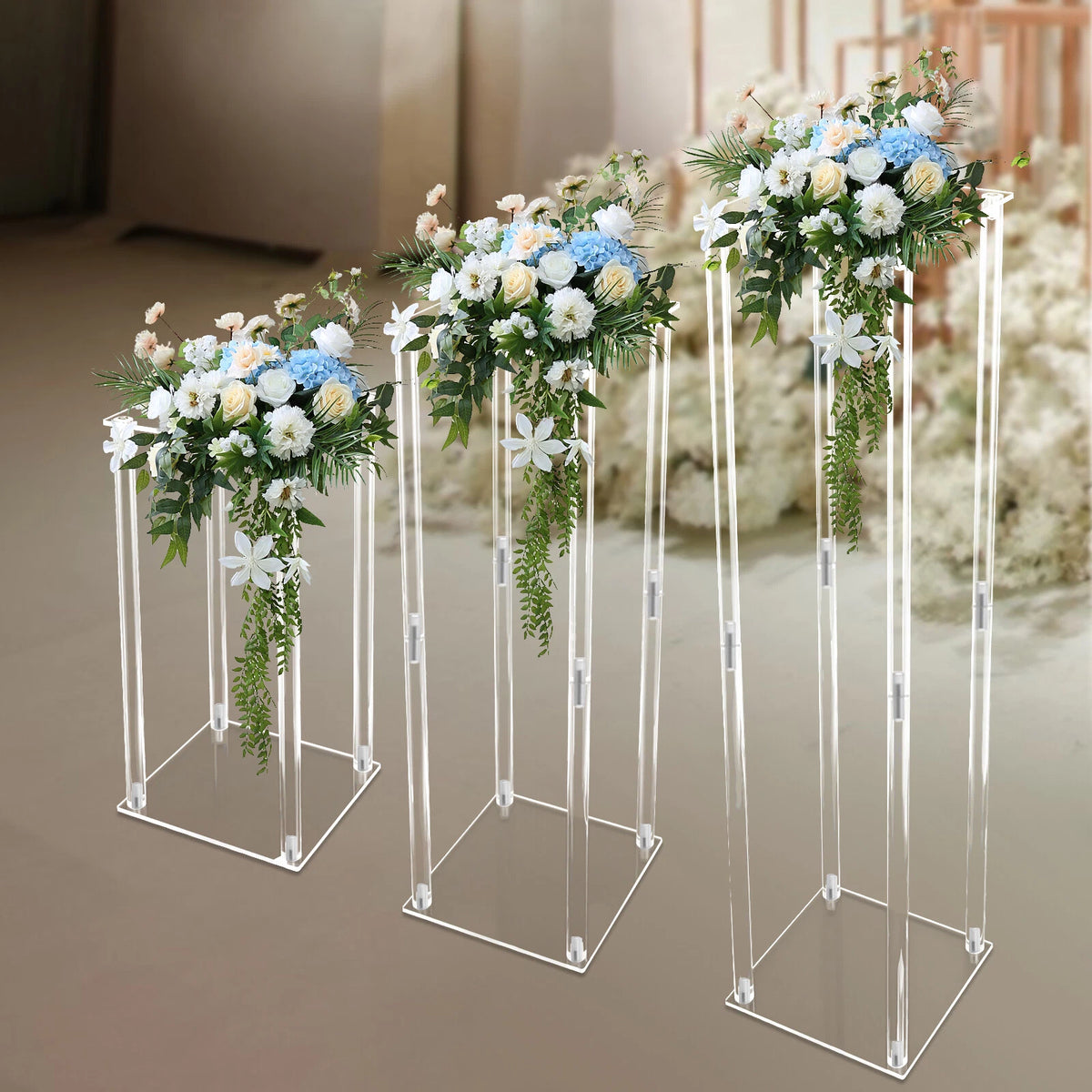 Clear Acrylic Flower Stand Column Vase for Wedding Decoration (40/60/80cm)
