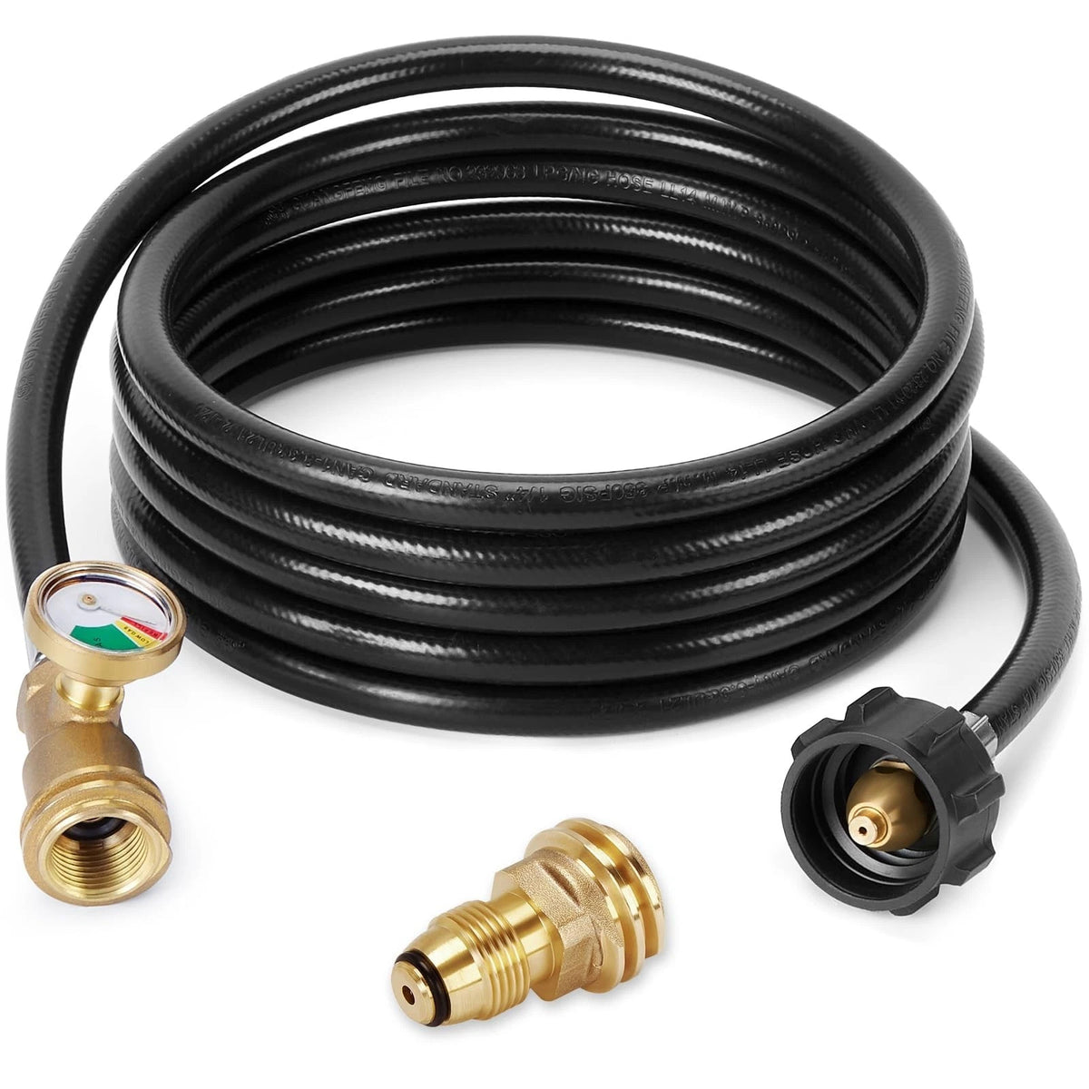 12 Feet Propane Tank Extension Hose with Gauge Adapter for