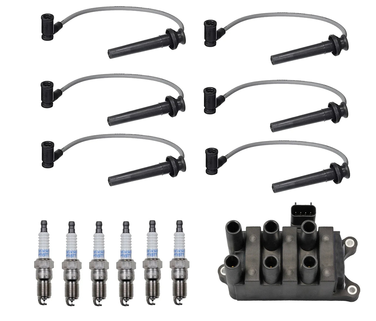 Set of 6 Denso Ignition Coil Wire & Platinum Spark Plugs for Ford Mercury (3.0)