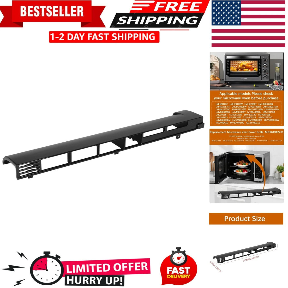 Microwave Vent Grille Replacement for LG (MDX61912701)