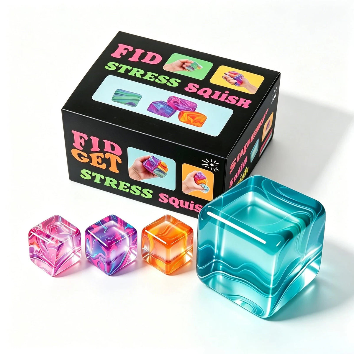 Fidget Toy Stress Cube 2.2 Inches Multicolor (1 Pack)