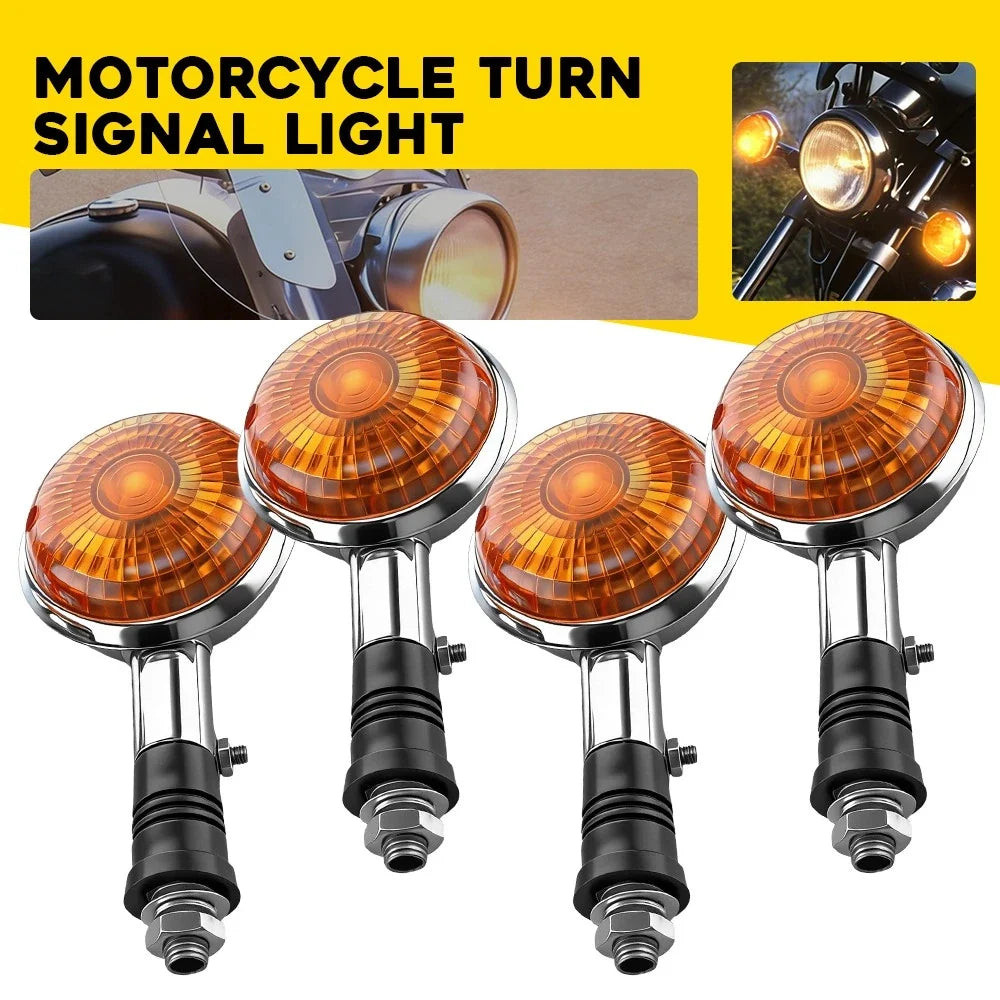 4X Chrome Turn Signal Indicator Lights for Yamaha XVS400 XVS650 XVS1100 V-MAX1200