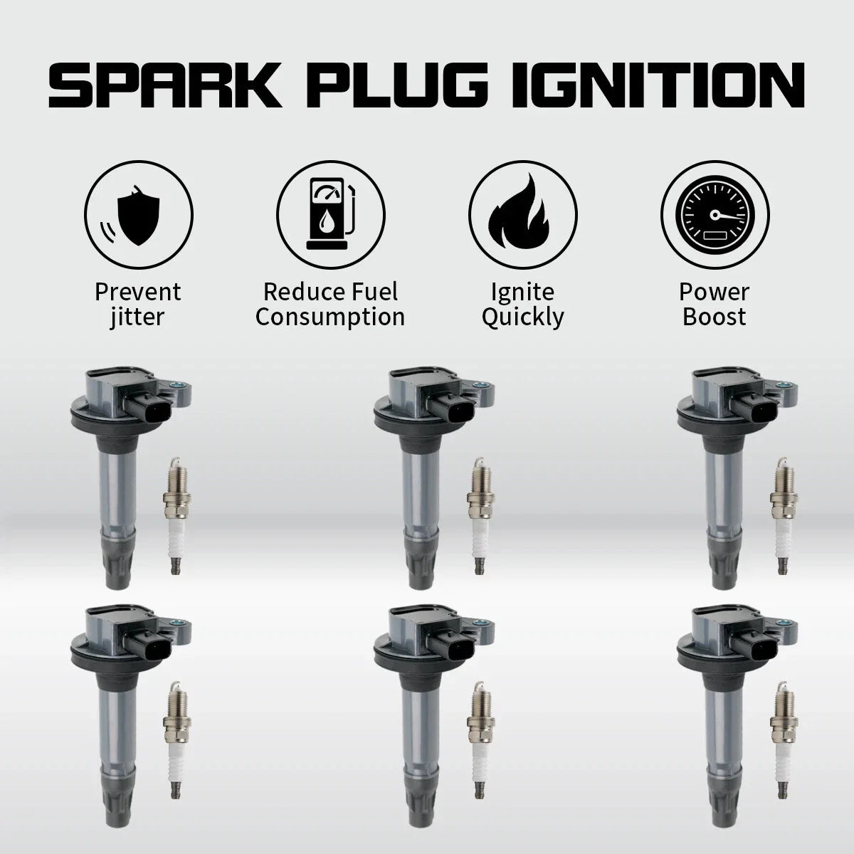 Set of 6 Ignition Coils & Spark Plugs for Ford Mustang Explorer Lincoln UF553