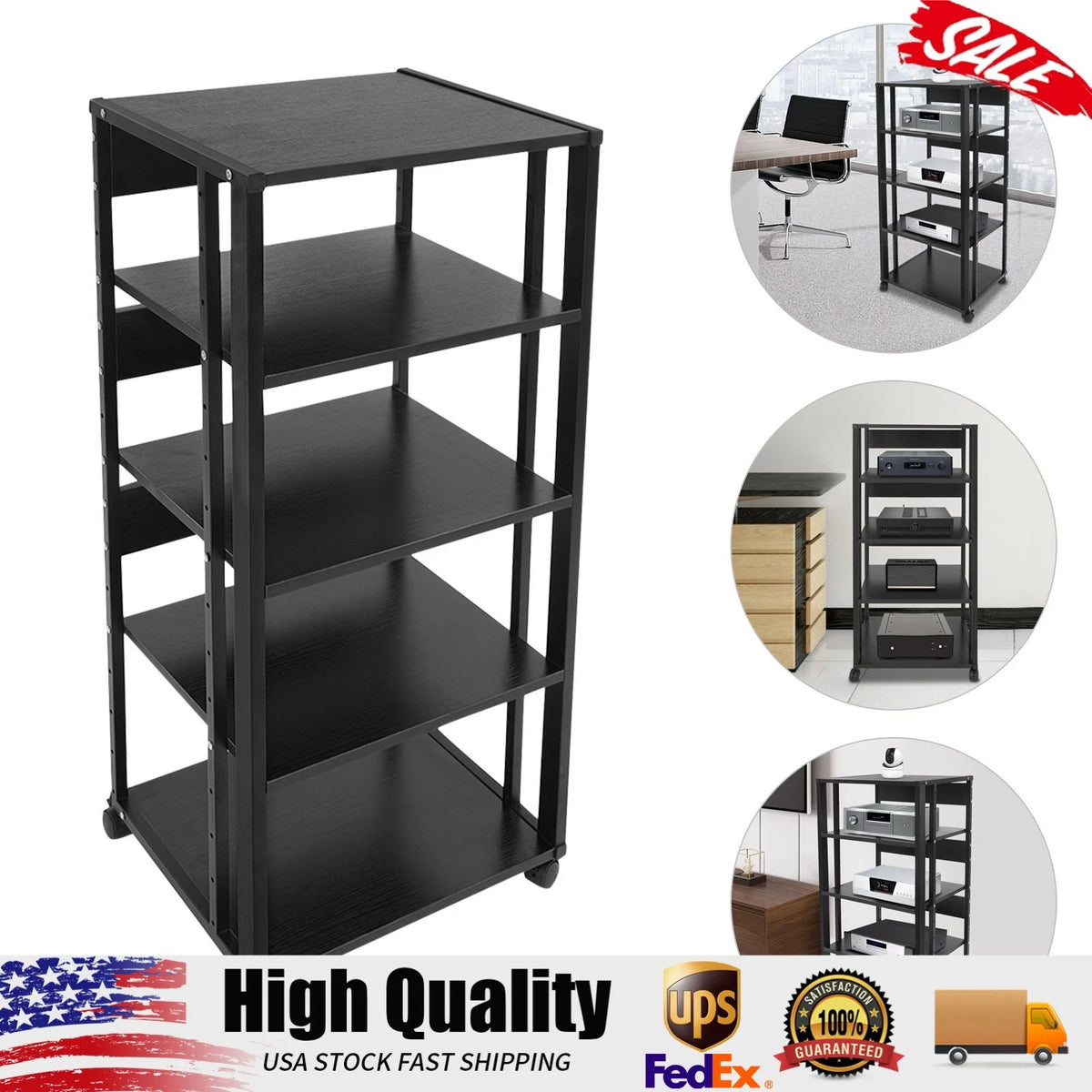 5-Tier Audio Rack Media Stand for Electronics Equipment