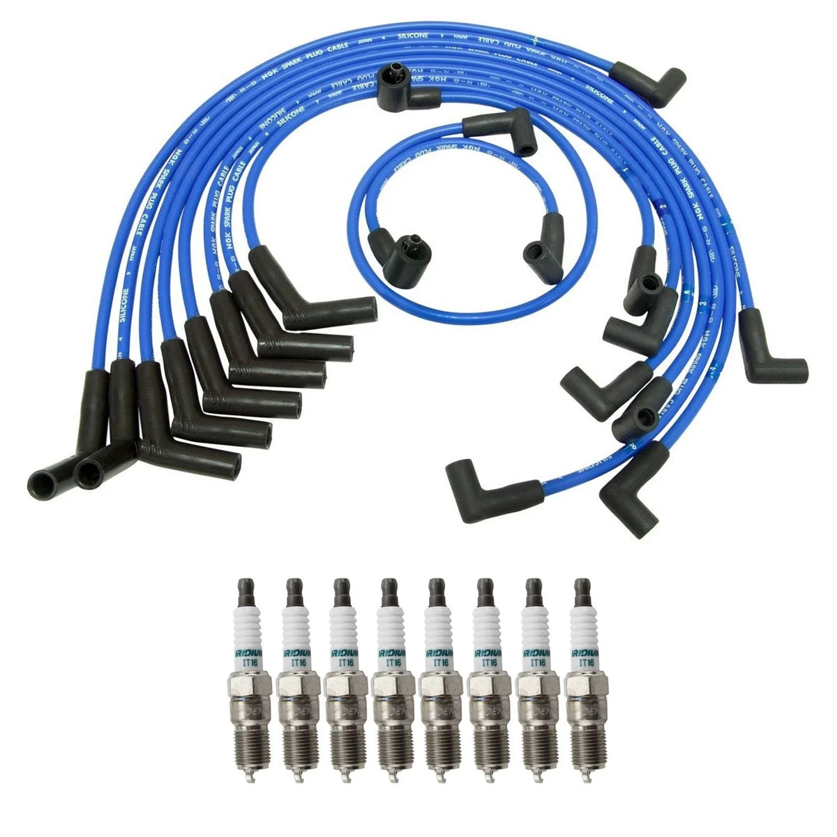 NGK 8mm Wire Set & Denso Iridium Spark Plug Kit for LTD Crown Victoria (1980–1991)