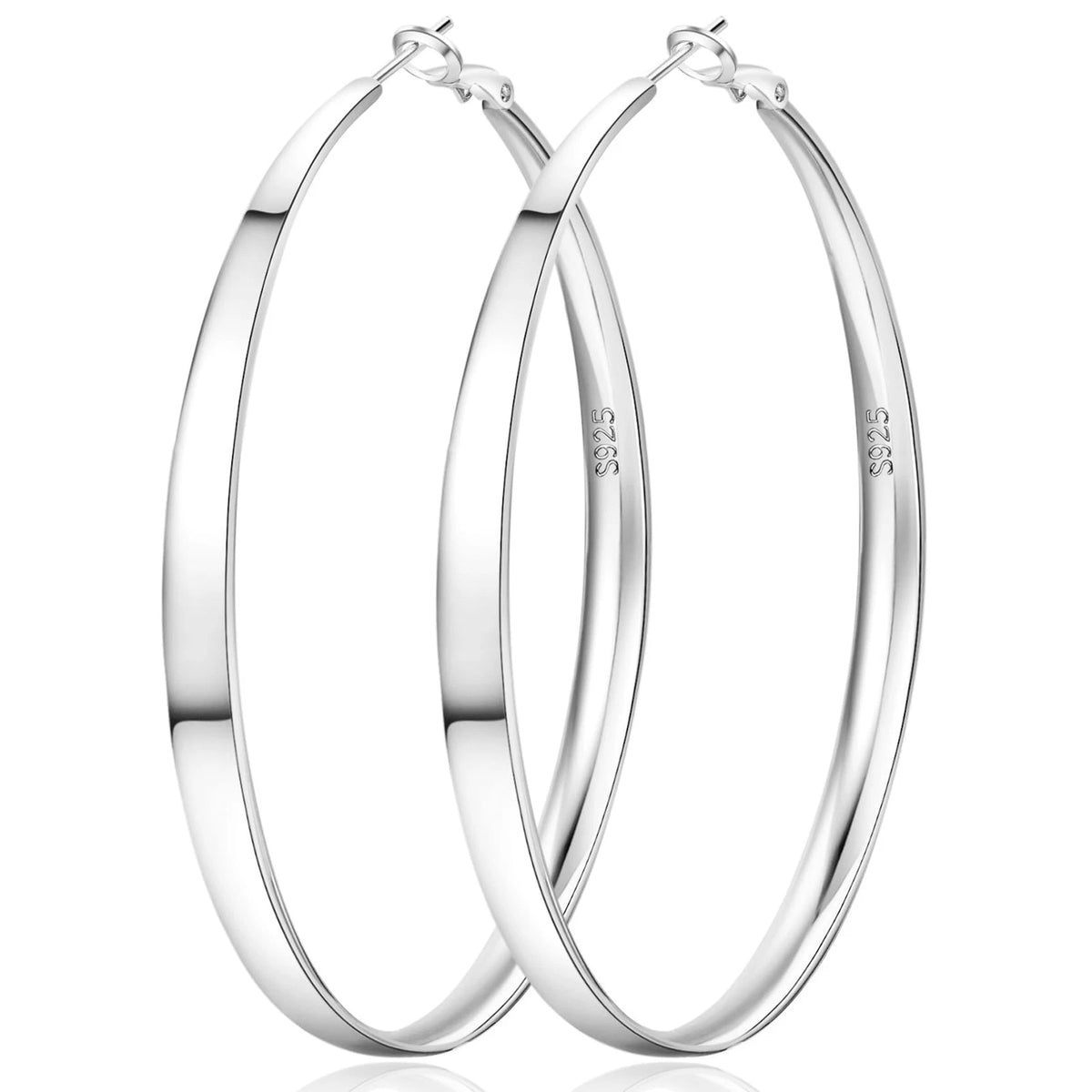 50mm Silver Hoop Earrings for Women