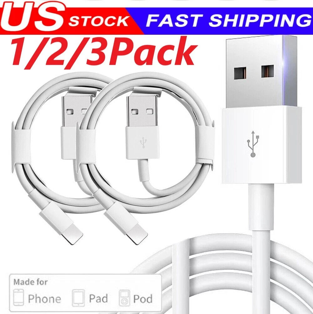 3-Pack USB Charger Cable Cord for iPhone 13 12 11 Pro X 8 7 6