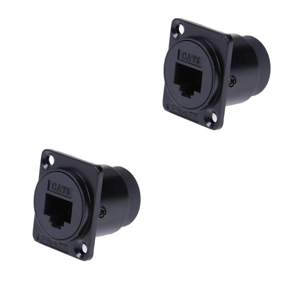 2X D-type Module RJ45 Socket Cat6 Panel Mount for Ethernet Network