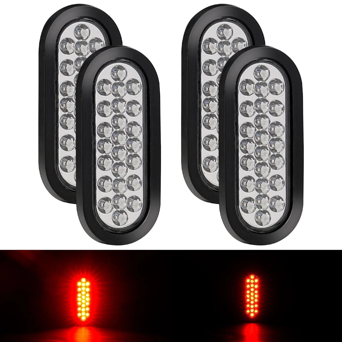 Set of 4 Oval 24 LED Trailer Tail Lights for PVerandio 6.3 Inch