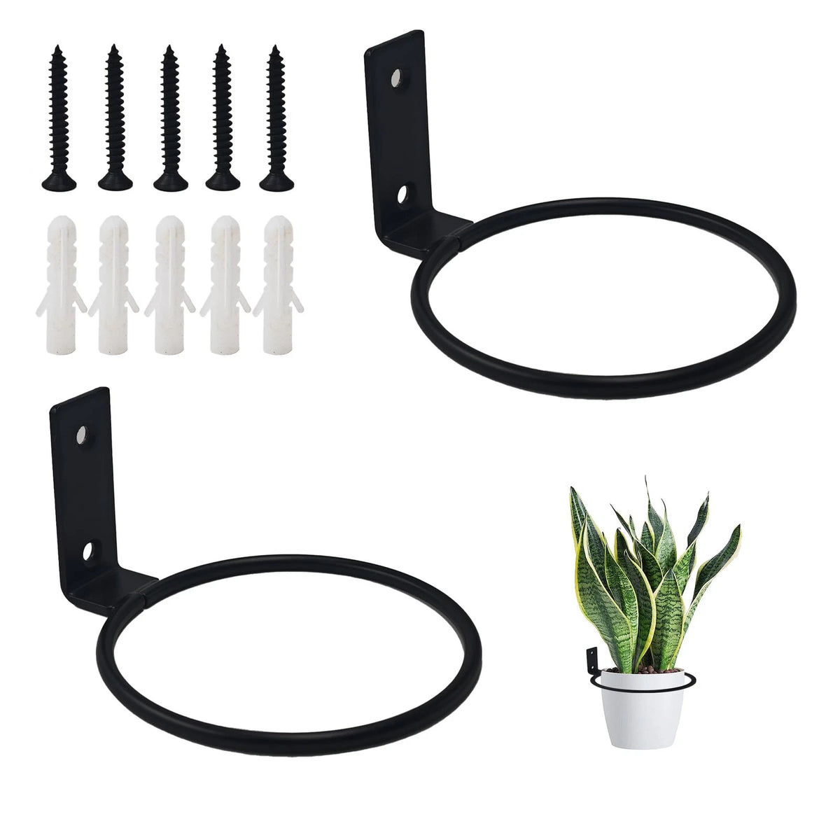 2X Wall Mounted Black Metal Planter Hanger for Flower Pots