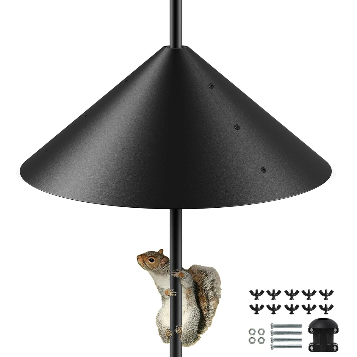 19 Inch Metal Squirrel Baffle for Bird Feeder Pole, Outdoor Black