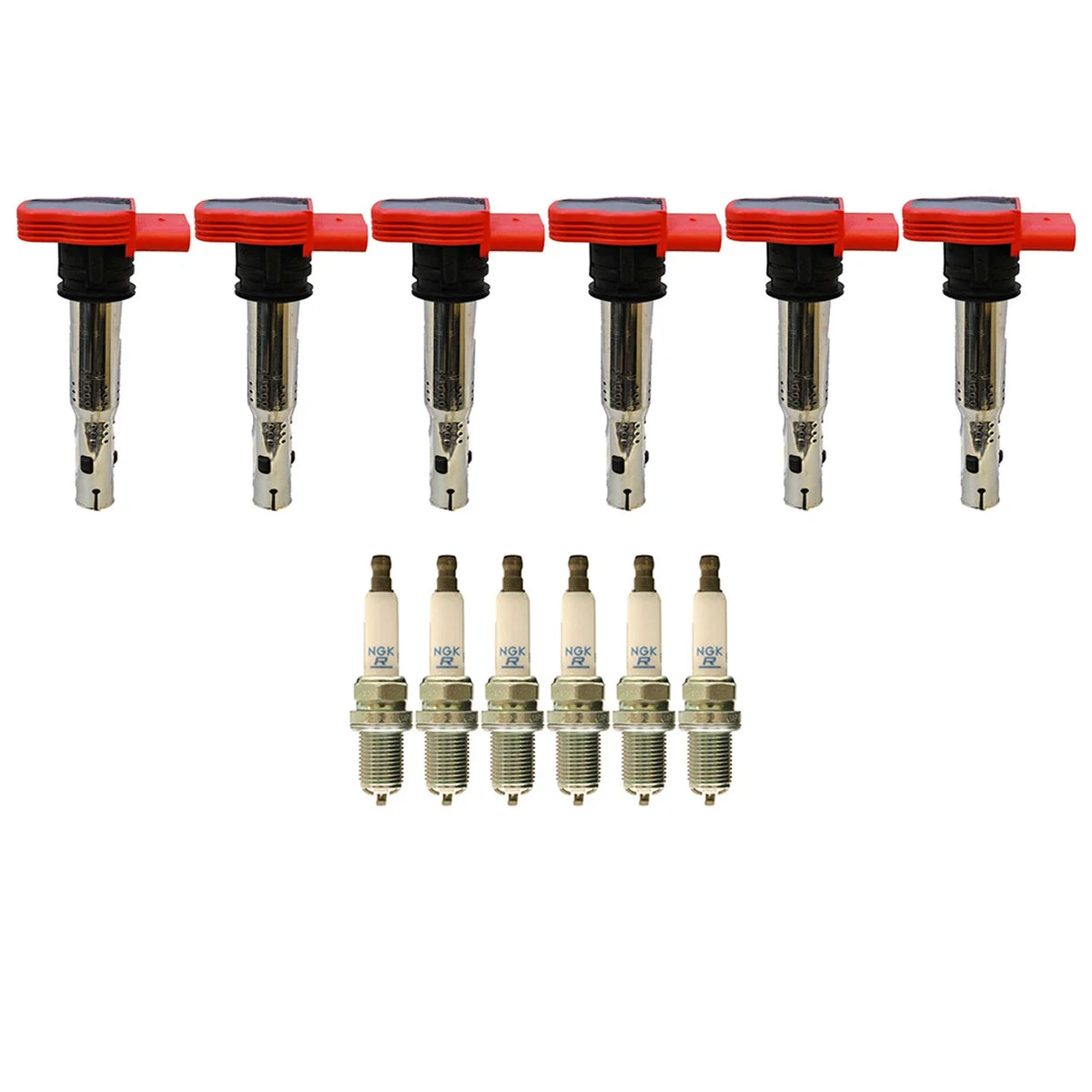 Set of 6 Denso Ignition Coils & NGK Spark Plugs for Audi A6 (2005–2011)