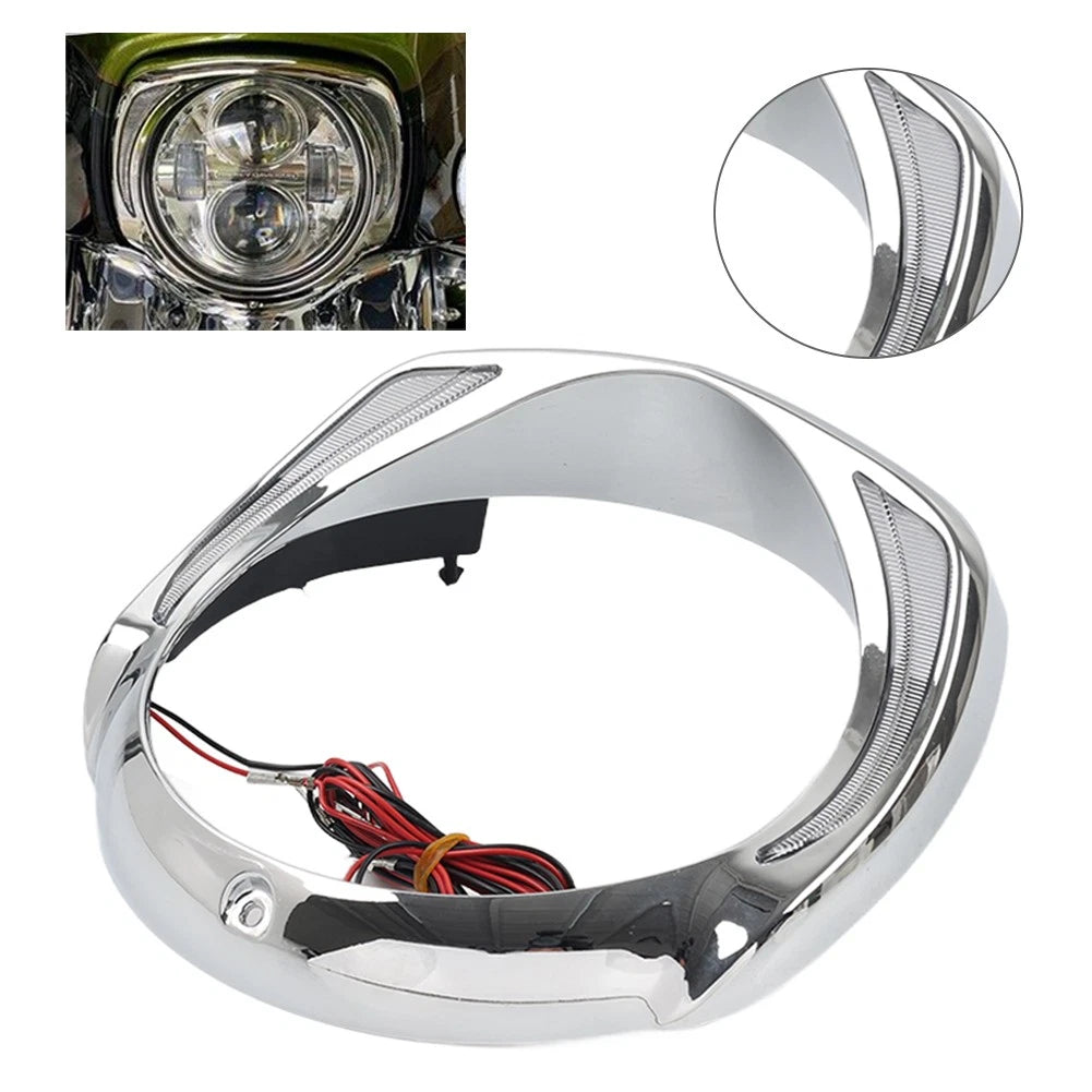 LED Headlight Bezel Visor Trim Ring for Harley Touring (2014–Present)