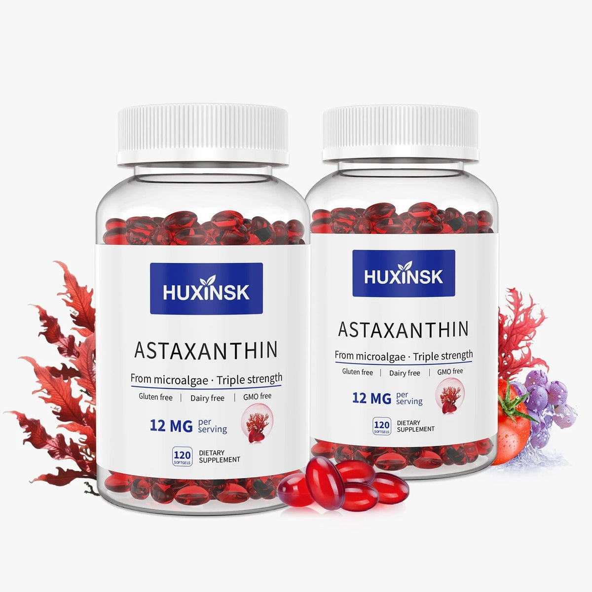 2X Astaxanthin 12mg Softgels for Supplements (Pack of 120)