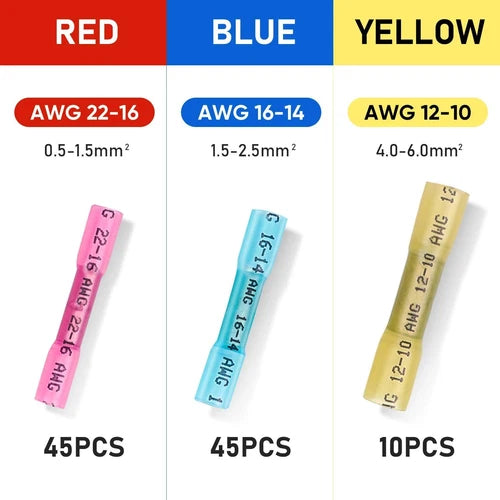 100PCS Heat Shrink Butt Wire Connector Kit for Automotive (Universal)