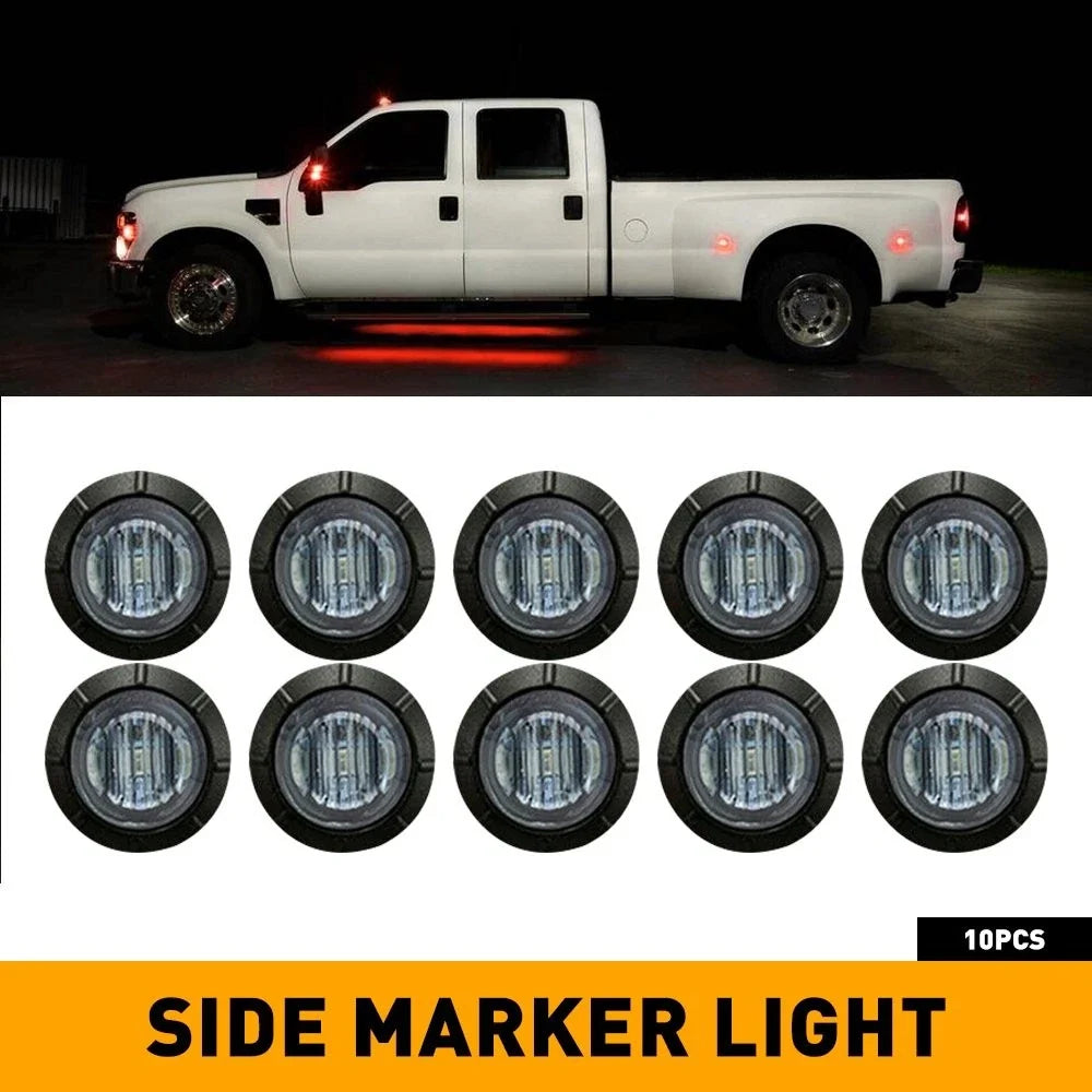 2X Smoked 3/4" LED Bullet Side Marker Lights for Truck Trailer (EV)