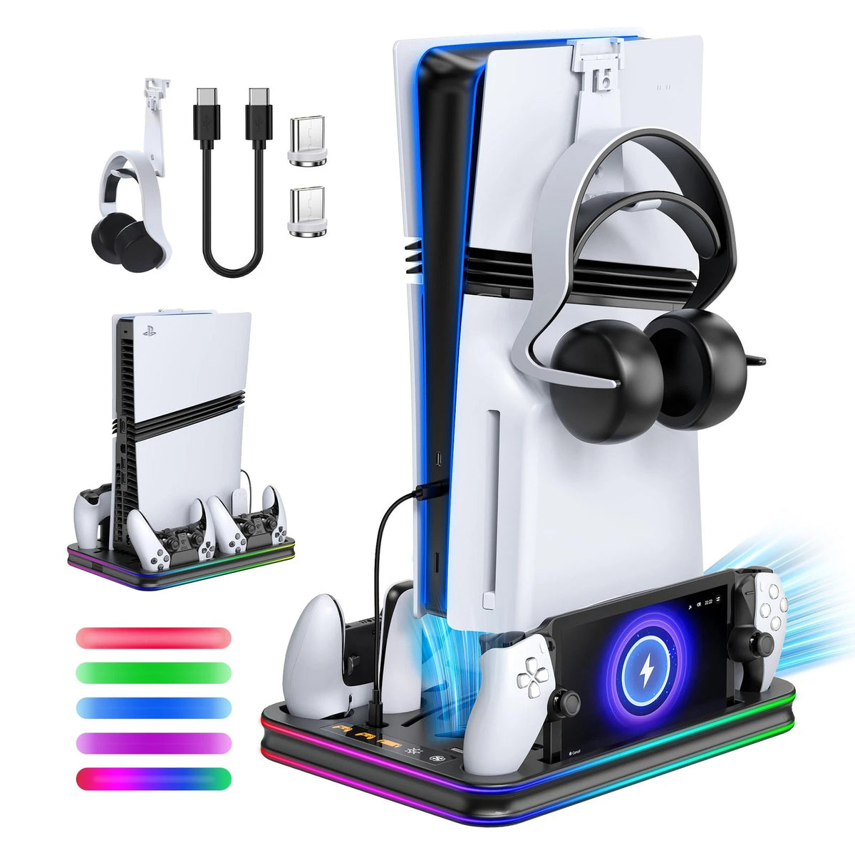 Cooling Stand & Charger Station for PS5/Slim/Pro (2020–2023)