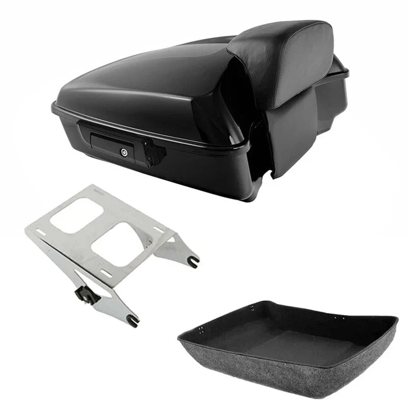 Chopped Trunk Black Mount Backrest Rack for Harley Touring Road King (2014–2026)
