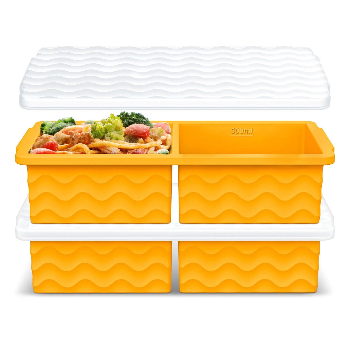 2-Cup Silicone Freezer Tray with Lid for Soup and Ice Molds
