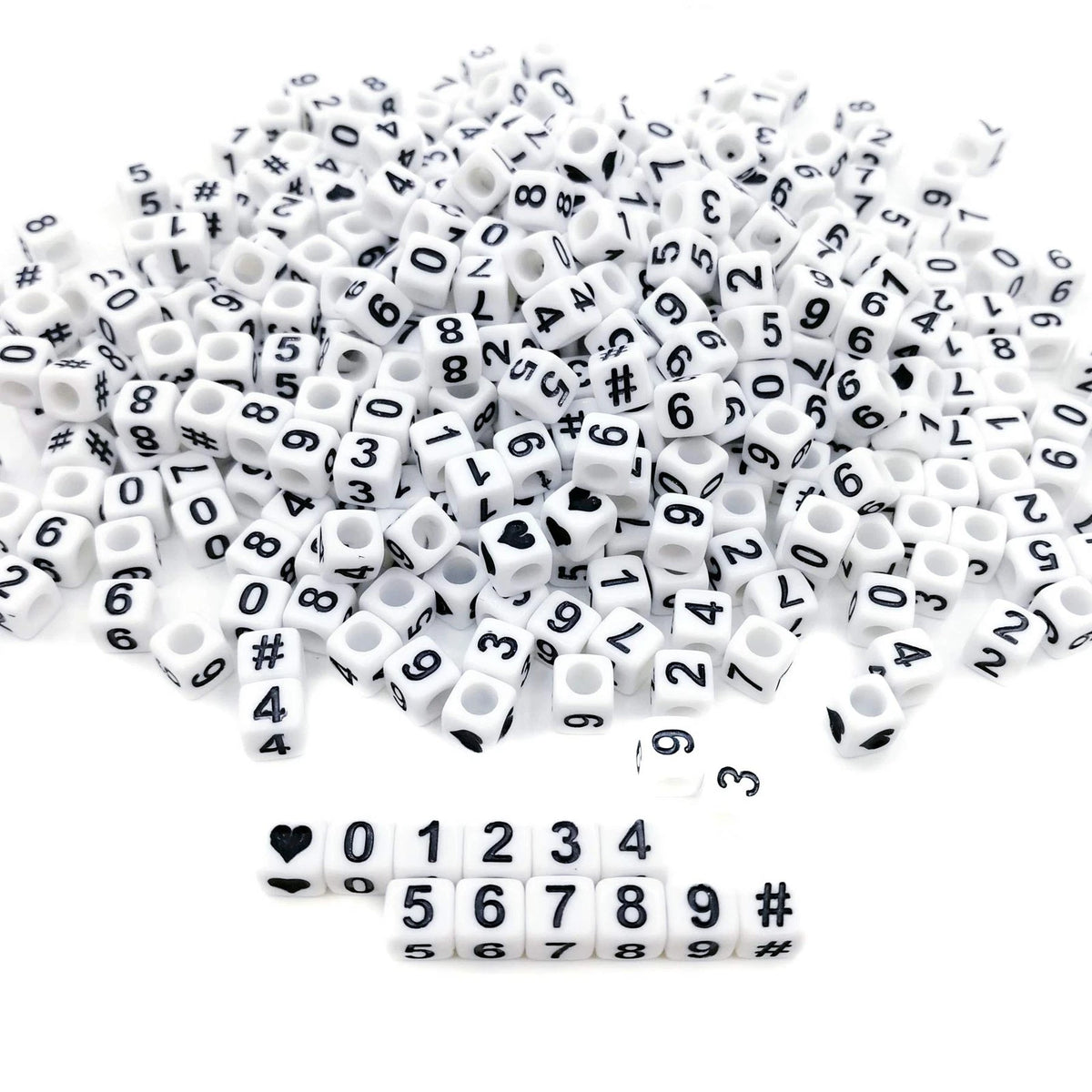 400pcs Square White Acrylic Number Beads 6x6mm for Crafting