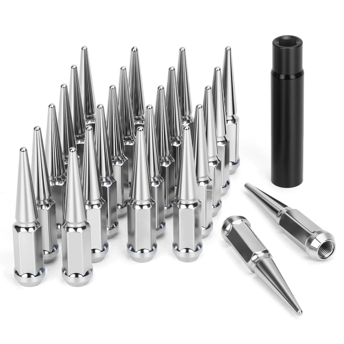 14mm x 1.5 Chrome Closed End Wheel Spike Lug Nuts for Chevy Silverado