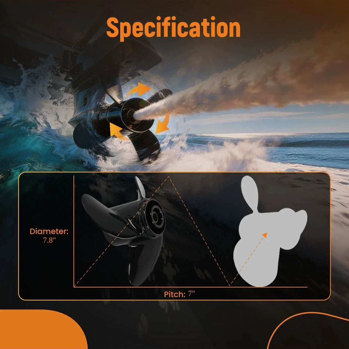 Aluminum Outboard Propeller for Mercury Tohatsu 4-6HP (1990–2023)