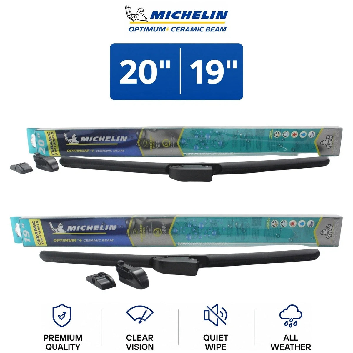 Set of 2 Michelin Optimum+ 20"/19" Ceramic Wiper Blades for