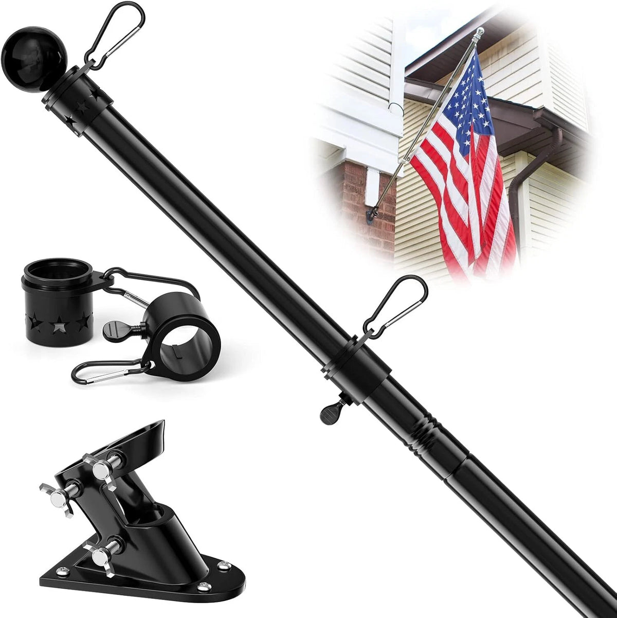 5" Heavy Duty Flag Pole Kit for Outdoor Use (House, Boat, RV, Truck)