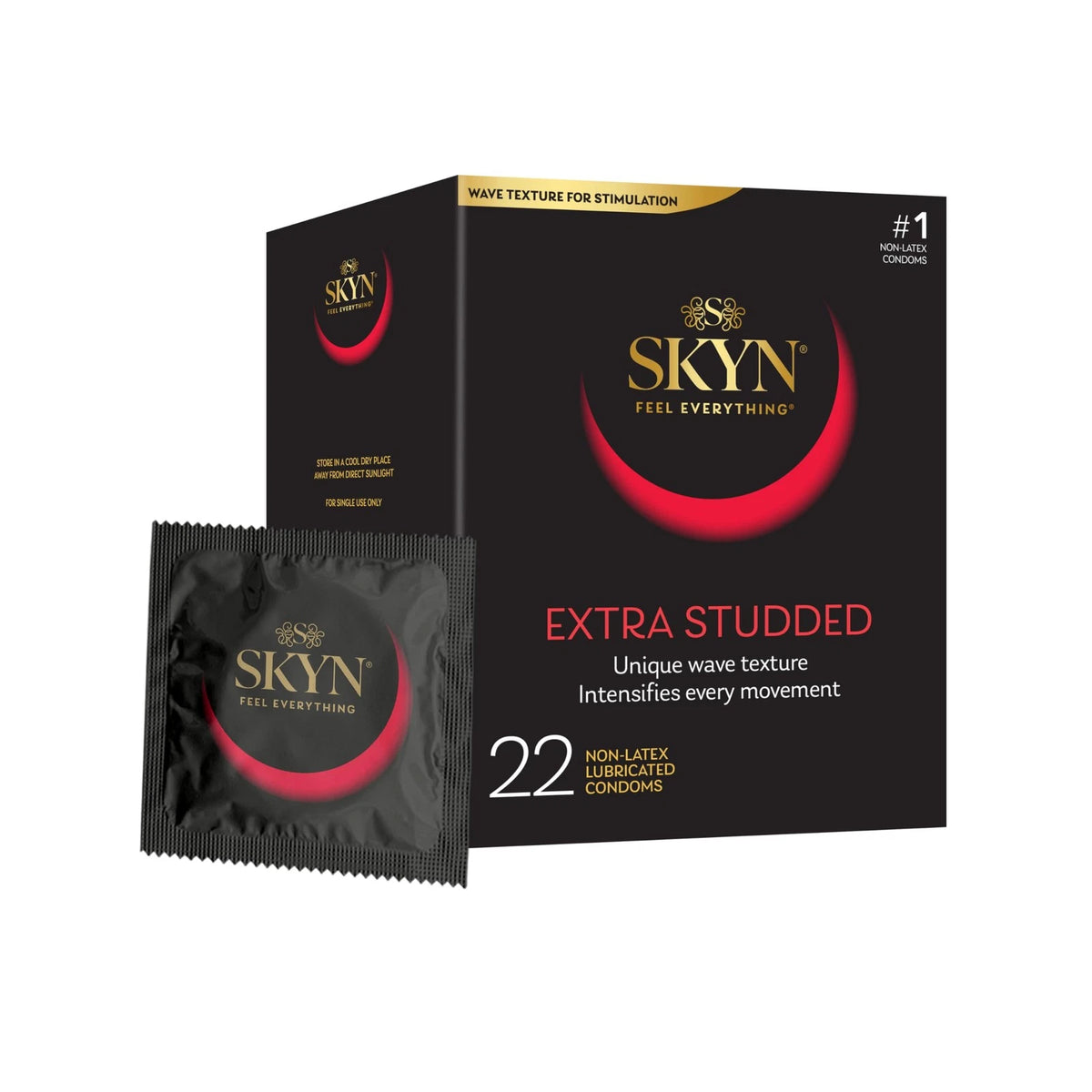 22 Count Lubricated Latex-Free Extra Studded for Universal Use