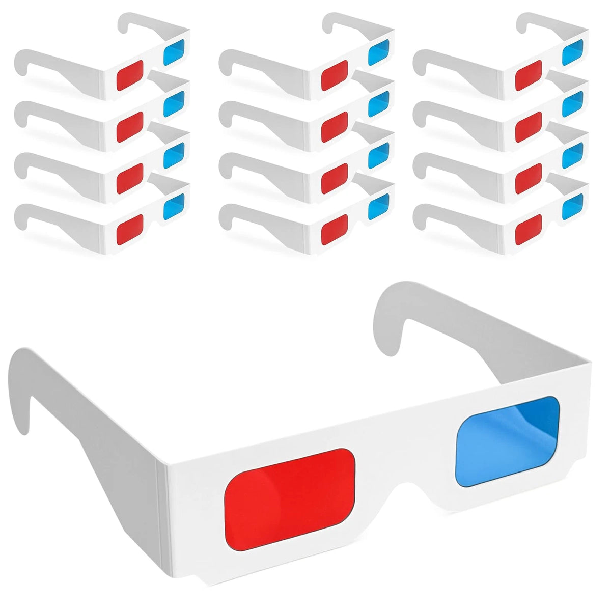 50 Pairs Flat 3D Glasses Red Cyan White Frame Anaglyph Cardboard