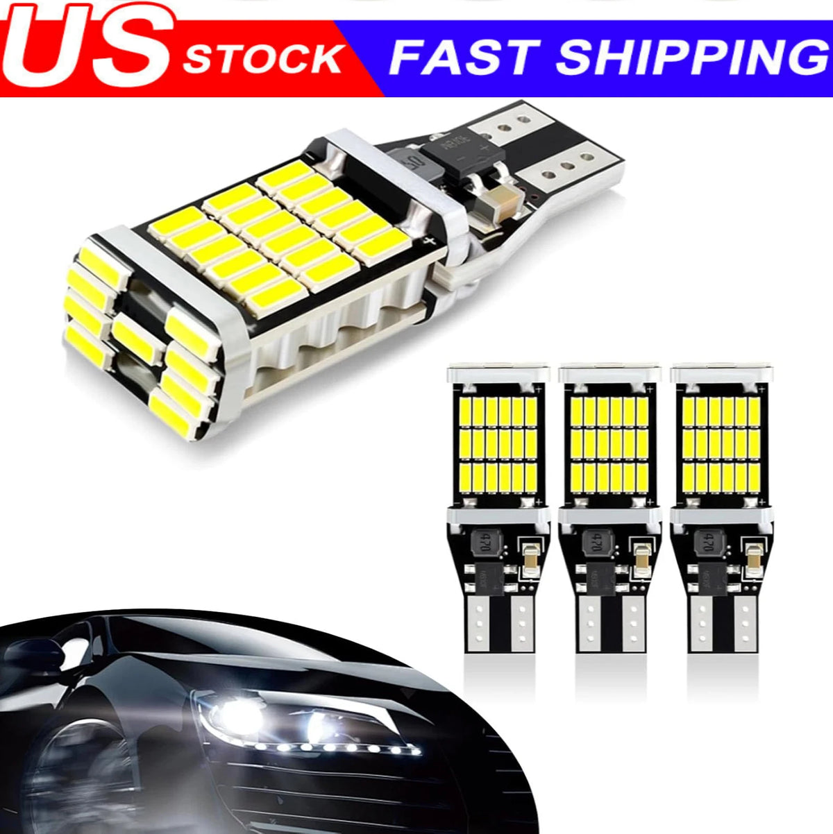 2X LED Reverse Backup Light Bulbs for (L921T15, 912 921 W16W)