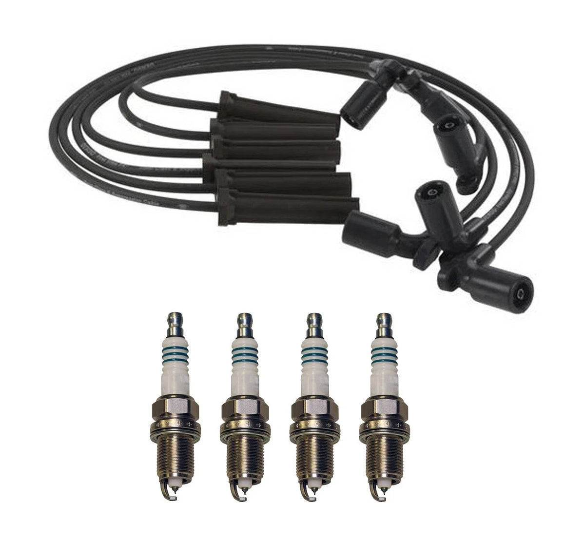 Denso 8mm Wire Set & 4 Iridium Power Spark Plugs for Mazda Tribute (2001–2007)