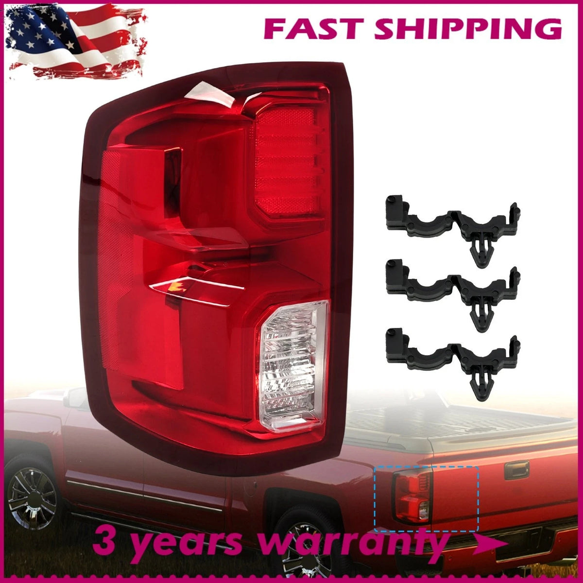 LED Taillight Driver Side for Chevy Silverado 1500 (2016–2018) 84288718, GM2800294
