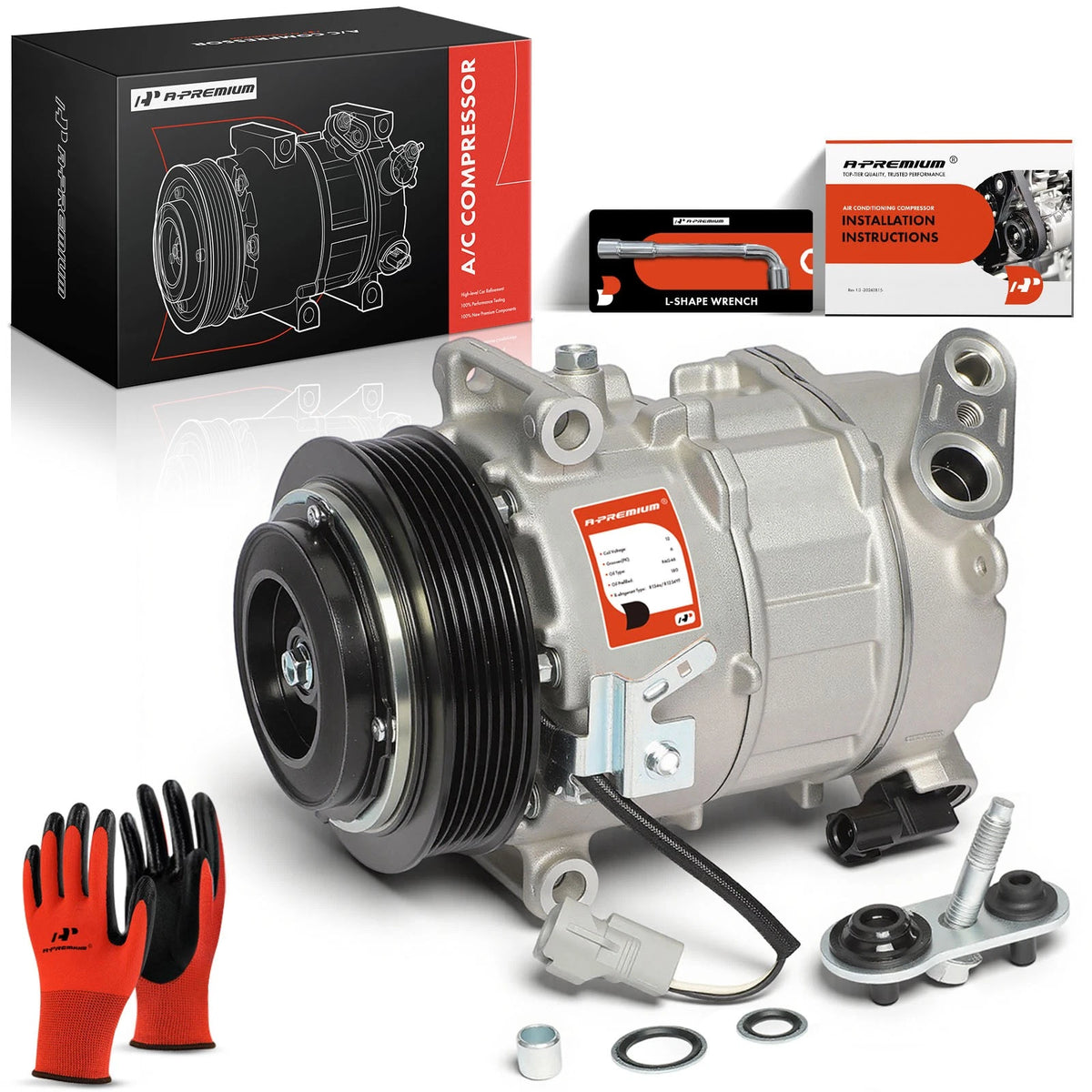 A/C Compressor with Clutch for Jeep Cherokee (2014–2017, 2019–2020) P68103198AB, P68103198AA