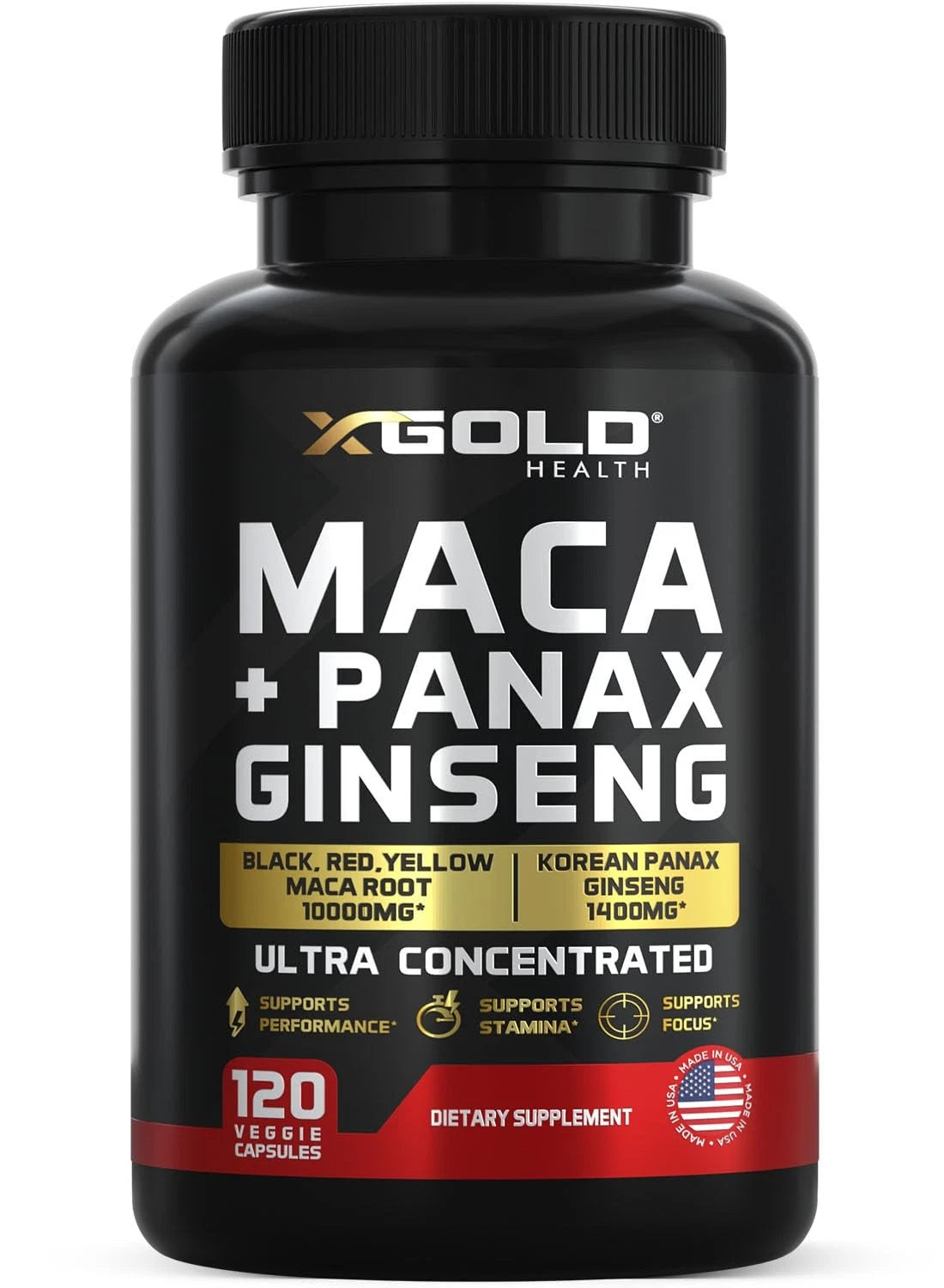Maca Root Capsules 20:1 Extract + Korean Panax 120 Count (Pack of 1)