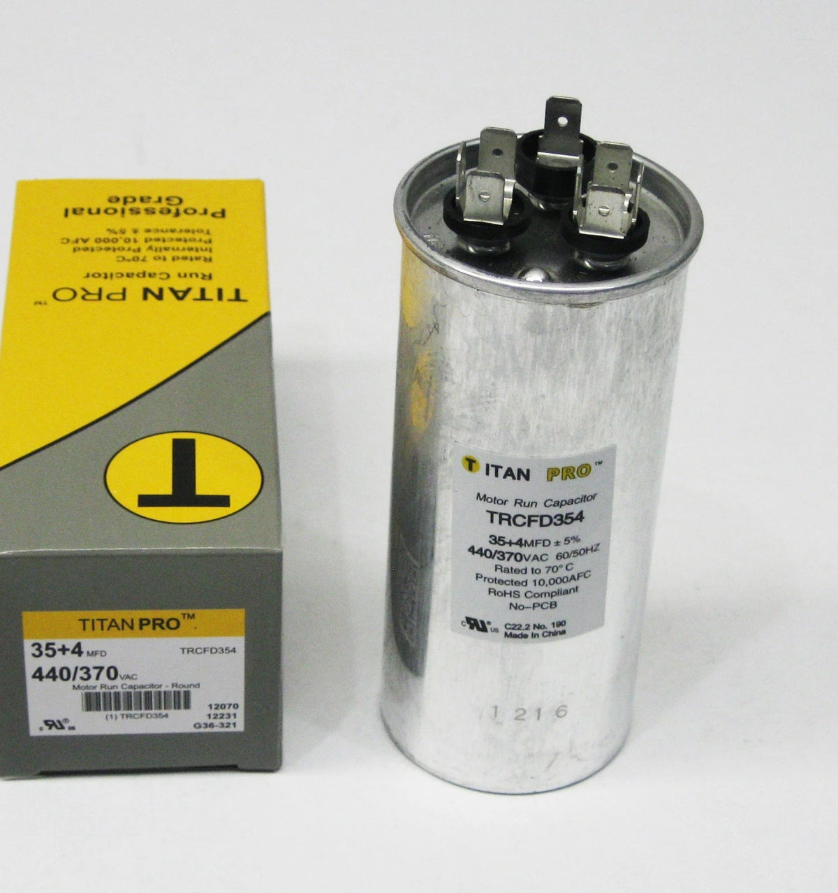 Dual Motor Run Capacitor for HVAC Systems (35/4 MFD, 440/370 Volts)