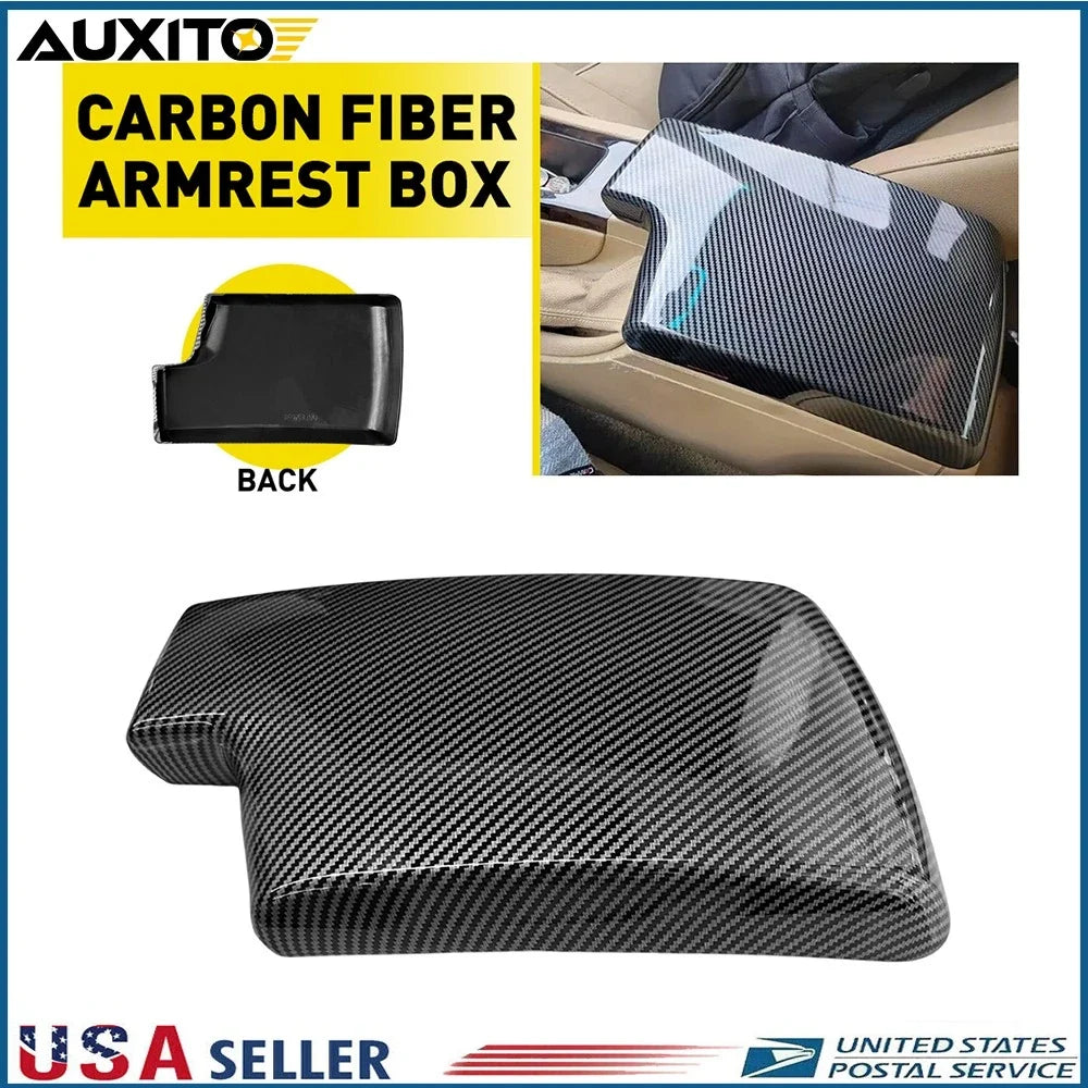 Carbon Fiber Interior Console Armrest Lid Cover Trim for BMW 3 Series (E90 E92 E93)