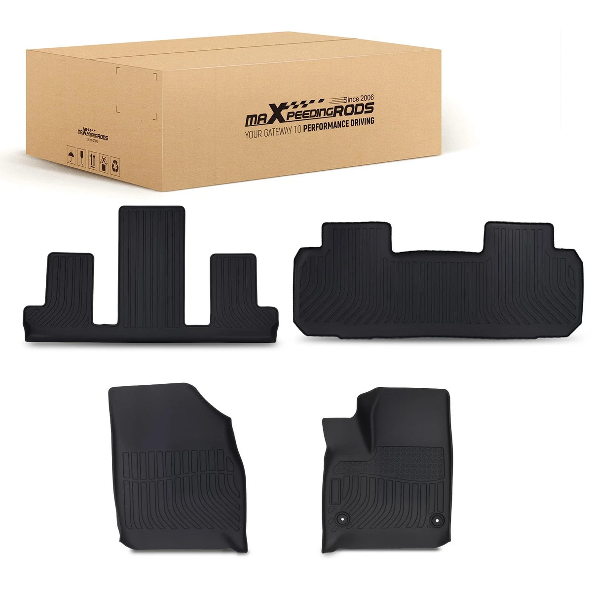 Set of 4 Black TPE Carpet Floor Mats for Chevrolet Traverse (2018–2025)