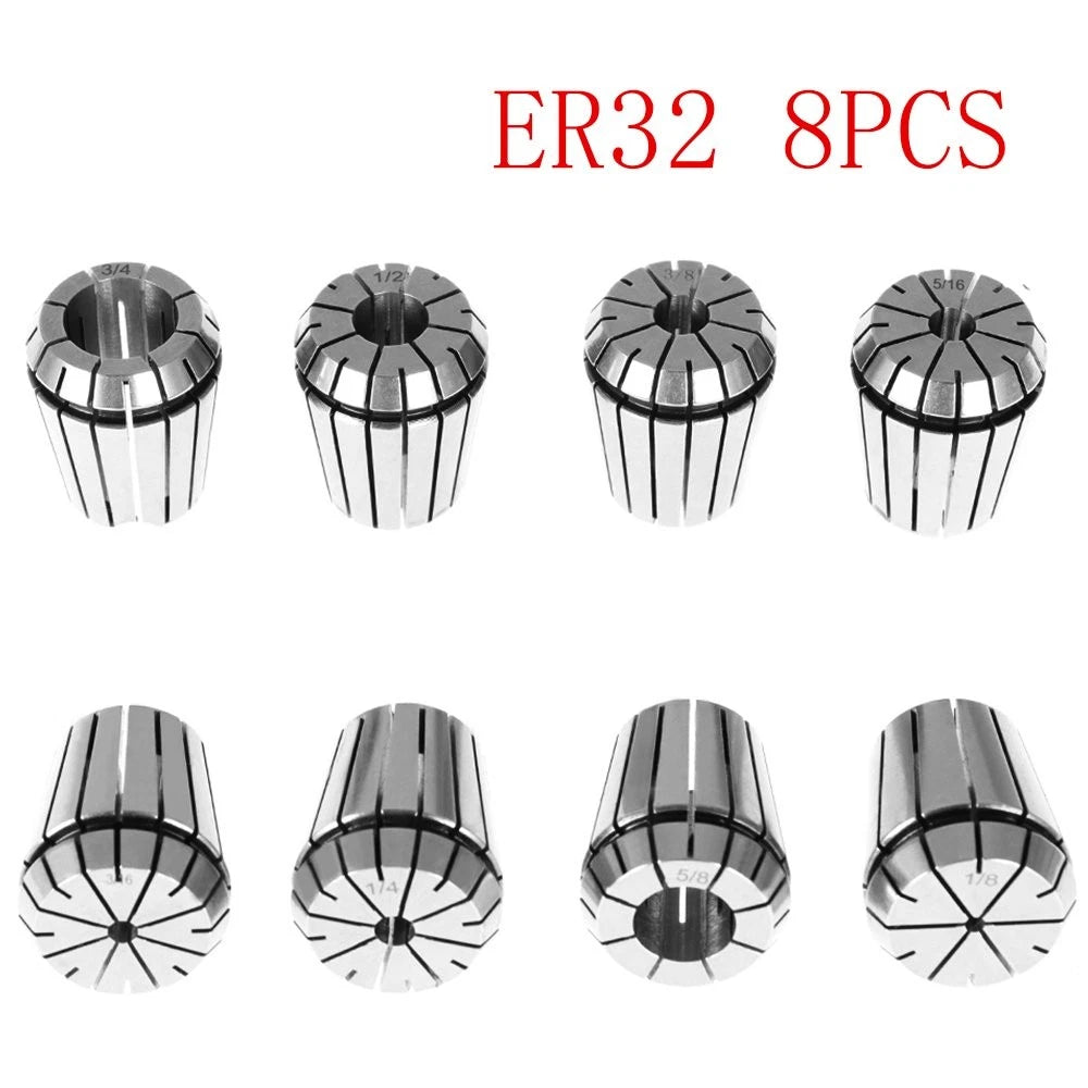 8Pcs ER32 Spring Collet Set for CNC Milling Lathe Engraving Machine