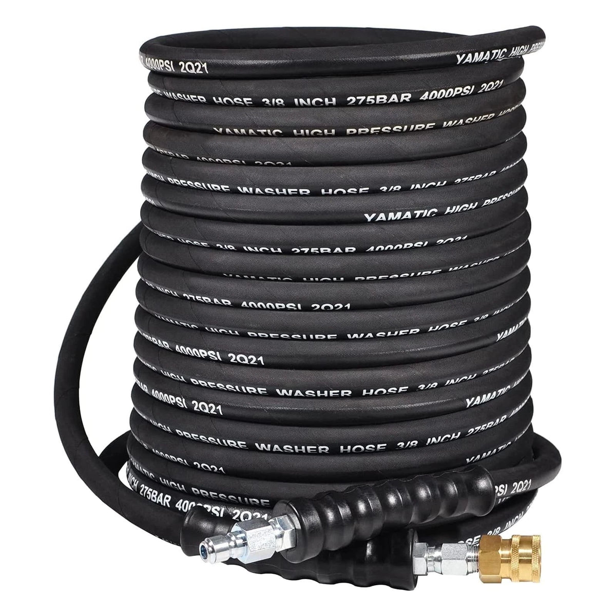 3/8" Pressure Washer Hose for YAMATIC (50FT, 4000 PSI, Swivel, Quick Connect)