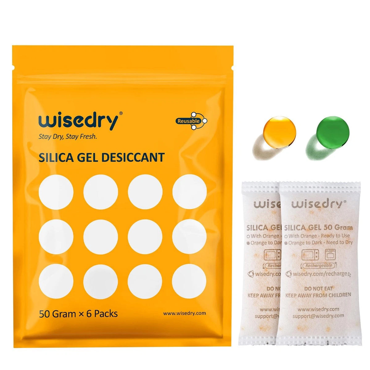 6X Rechargeable Silica Gel Desiccant 50 Grams for Moisture Control