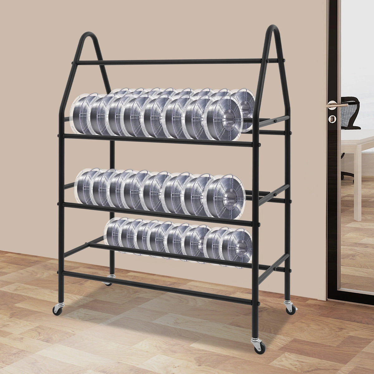 4 Tier Rolling Filament Storage Rack for 3D Printers (No Part Numbers)