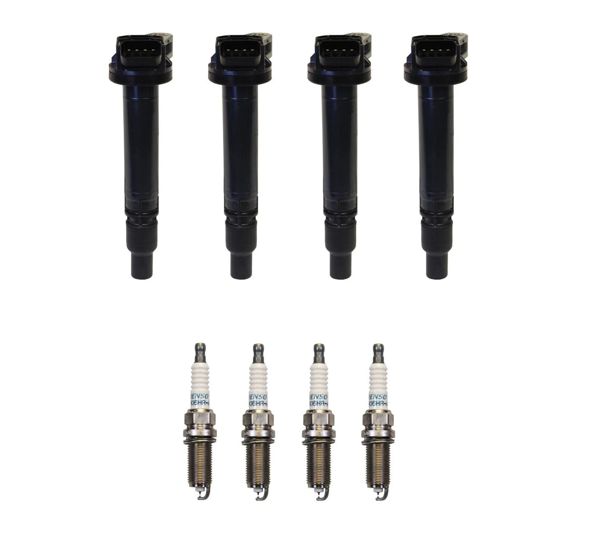 Set of 4 Ignition Coils & 4 Iridium Spark Plugs for 2.5 L4 (Denso)