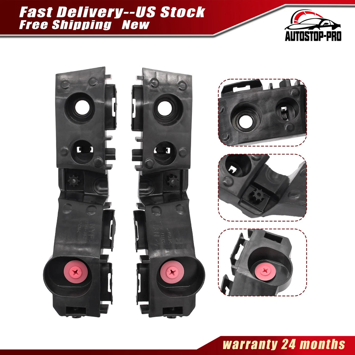 2X Front Bumper Side Support Bracket Retainer for Toyota Tacoma (2024–2025) 52116-AK010, 52115-AK010