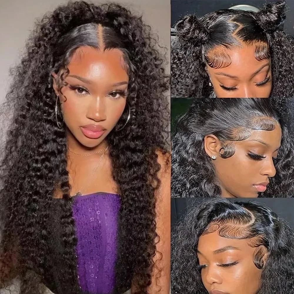 13x4 Lace Front Wig for Deep Wave Black Curly Hair (200 Density)